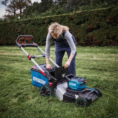 Tondeuse sans fil avec batterie 36V - largeur de coupe 46 cm - hauteur de coupe 25 à 75 mm - bac 60L - Erbauer ERT1043GLM