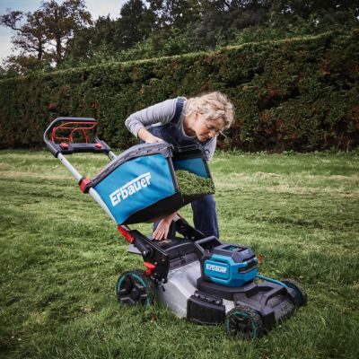 Tondeuse sans fil avec batterie 36V - largeur de coupe 46 cm - hauteur de coupe 25 à 75 mm - bac 60L - Erbauer ERT1043GLM