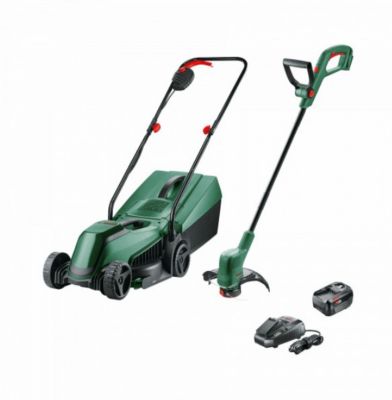 Tondeuse sans fil sur batterie 18V 4Ah Bosch EasyMower 18 (vendue avec 1 batterie PBA et 1 chargeur AL 1830) + Coupe bordure EasyGrassCut 18-26 Nu