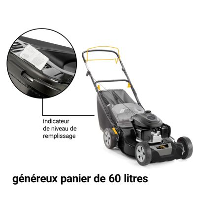 Tondeuse thermique 145 cm³ - largeur de coupe 46 cm - hauteur de coupe 22 à 65 mm - bac 60 L Alpina AL4 46 SH