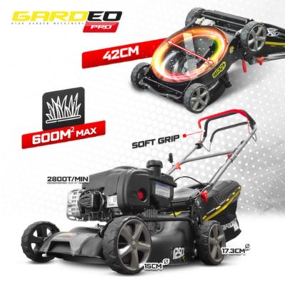 Tondeuse thermique autotractée avec moteur Briggs and Stratton125cc - 42cm livrée avec 2 lames + mulching - Gardeo Pro