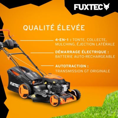 Tondeuse thermique autotractée démarrage électrique 196cm3 51cm - FUXTEC FX-RM5196eS - 6CV 60L
