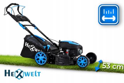 Tondeuse thermique avec entraînement Hexwelt puissante 224CC démarreur 53cm mulching 1 pièce.