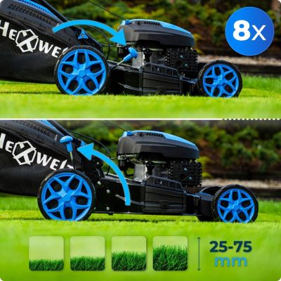 Tondeuse thermique avec traction Hexwelt puissante 200CC 51cm mulching 1 pièce.
