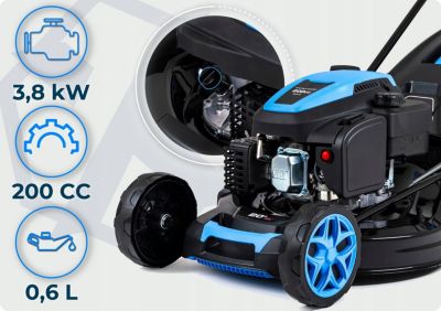 Tondeuse thermique avec traction Hexwelt puissante 200CC 51cm mulching 1 pièce.