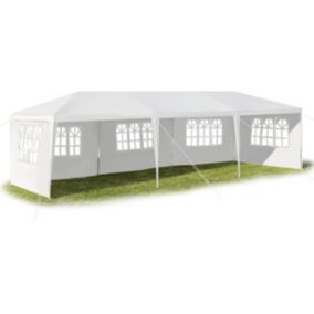 Tonnelle 3x9M Tente de Réception 5 Bâches avec Fenêtres Pergola avec Piquets et Cordes Tissu