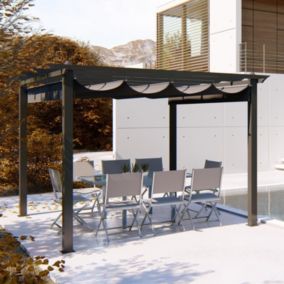 Tonnelle autoportante 3 x 3 m en aluminium et toile grise - REGIA