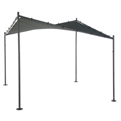Tonnelle Carrée Certeli Ardoise - 4x4 M, Hauteur 2,57 M - Toile 250 G/m² - Pour Jardin, Terrasse