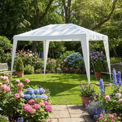 Tonnelle autoportante acier et toit polyéthylène Suhali blanche 3 x 2 m
