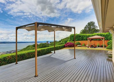 Tonnelle autoportante acier et toit rétractable polyester Proloisirs ...