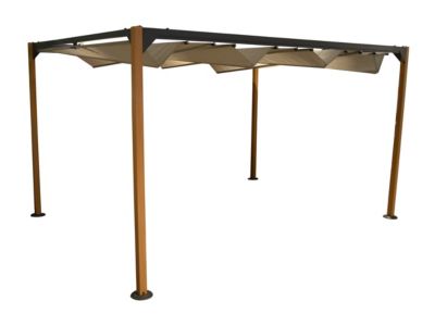 Tonnelle autoportante acier et toit rétractable polyester Proloisirs Cubic 4 x 3 m