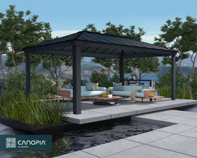 Tonnelle autoportante aluminium et toit polycarbonate Canopia by Palram Dallas 3,64 x 6,12 m