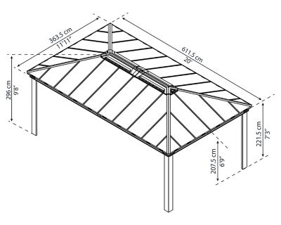 Tonnelle autoportante aluminium et toit polycarbonate Canopia by Palram Dallas 3,64 x 6,12 m