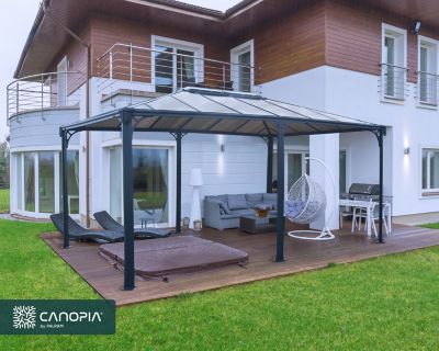 Tonnelle autoportante aluminium et toit polycarbonate Canopia by Palram Martinique 4,93 x 3,59 m