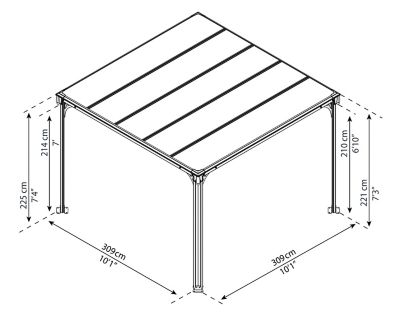 Tonnelle autoportante aluminium et toit polycarbonate Canopia by Palram Milano 3 x 3 m