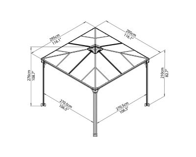 Tonnelle autoportante Palermo 3000 taupe 2,7 x 2,7 m