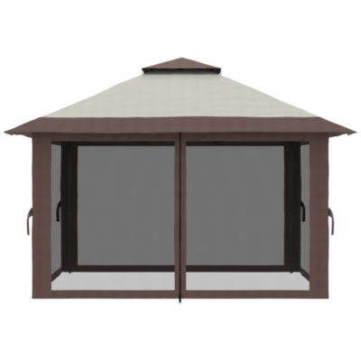 Tonnelle barnum de jardin pop-up pliant 3,92L x 3,92l x 2,83H m sacs de lestage et transport inclus beige