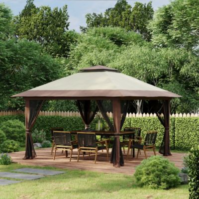 Tonnelle barnum de jardin pop-up pliant 3,92L x 3,92l x 2,83H m sacs de lestage et transport inclus beige