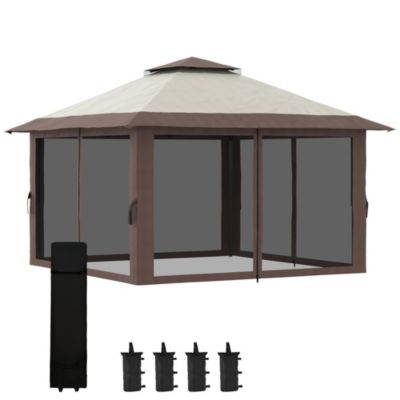 Tonnelle barnum de jardin pop-up pliant 3,92L x 3,92l x 2,83H m sacs de lestage et transport inclus beige