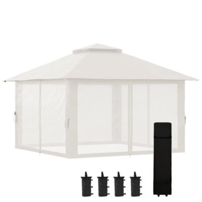 Tonnelle barnum de jardin pop-up pliant 3,92L x 3,92l x 2,83H m sacs de lestage et transport inclus crème
