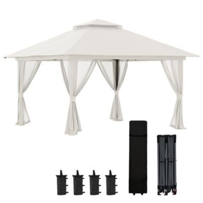 Tonnelle barnum de jardin pop-up pliant 3,92L x 3,92l x 2,83H m sacs de lestage et transport inclus crème