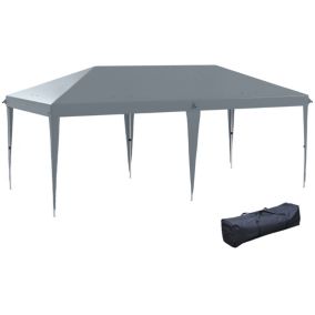 Tonnelle barnum de jardin pop-up pliant 5,85L x 2,95l x 2,7H m sac inclus acier époxy oxford haute densité gris