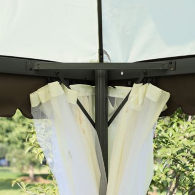 Tonnelle barnum pavillon de jardin style colonial double toit toile moustiquaires et toiles amovibles 3,9L x 2,9l x 2,8H m crème