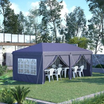 Tonnelle barnum pliant pop-up imperméabilisé 5,85L x 2,95l x 2,7H m 6 parois latérales amovibles 4 fenêtres + sac de transport