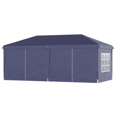 Tonnelle barnum pliant pop-up imperméabilisé 5,85L x 2,95l x 2,7H m 6 parois latérales amovibles 4 fenêtres + sac de transport