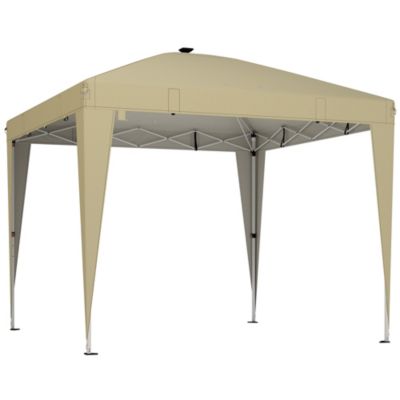 Tonnelle barnum pop-up 3 x 3 m éclairage LED intégré télécommande sac transport blanc cassé
