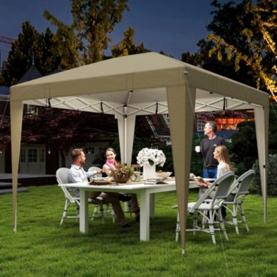 Tonnelle barnum pop-up 3 x 3 m éclairage LED intégré télécommande sac transport blanc cassé