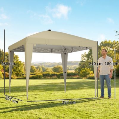 Tonnelle barnum pop-up 3 x 3 m éclairage LED intégré télécommande sac transport blanc cassé