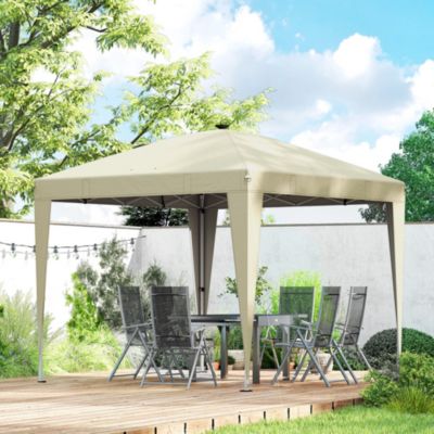 Tonnelle barnum pop-up 3 x 3 m éclairage LED intégré télécommande sac transport blanc cassé
