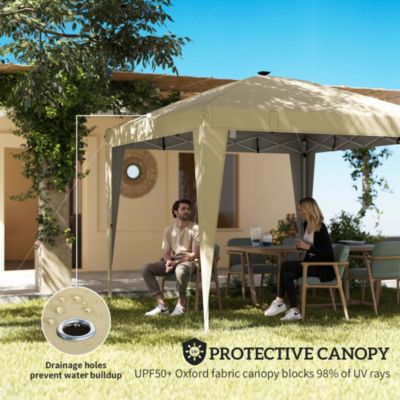 Tonnelle barnum pop-up 3 x 3 m éclairage LED intégré télécommande sac transport blanc cassé