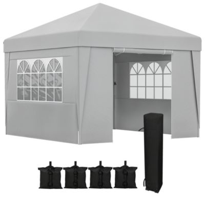 Tonnelle barnum pop-up pliant 2,98L x 2,98l x 2,75H m sacs de lestage et transport inclus gris