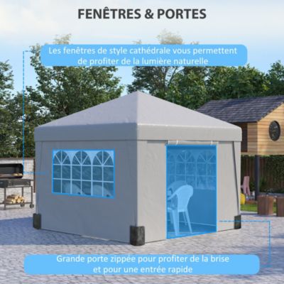 Tonnelle barnum pop-up pliant 2,98L x 2,98l x 2,75H m sacs de lestage et transport inclus gris
