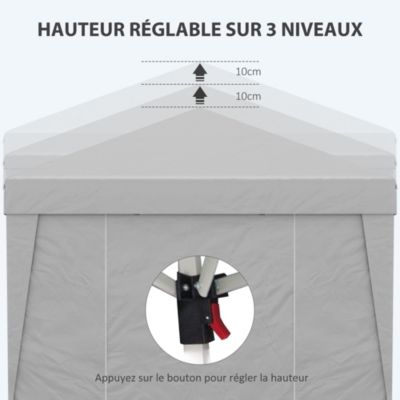 Tonnelle barnum pop-up pliant 2,98L x 2,98l x 2,75H m sacs de lestage et transport inclus gris