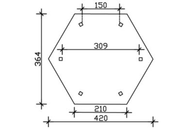 Tonnelle bois " Nancy "  11.47m²  4.20 x 3.02 cm