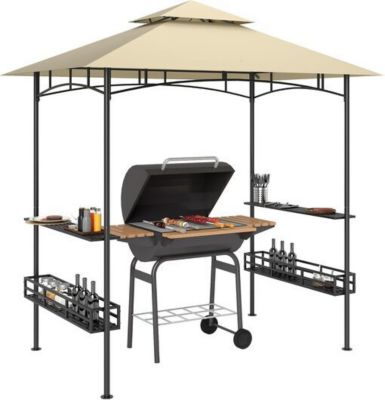 Tonnelle de Barbecue, auvent de réception pour Jardin et paniers de Rangement latérales Structure en métal galvanisé