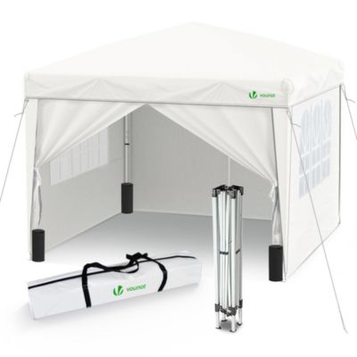 Tonnelle de Jardin 3x3m Pliable avec portes et fenêtres Blanc VOUNOT