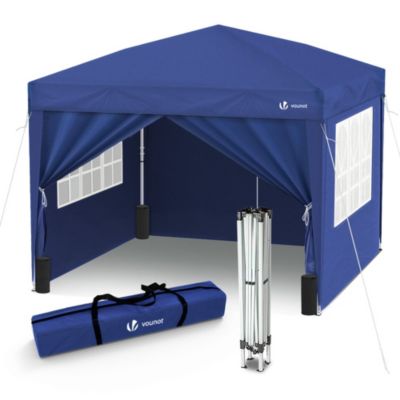 Tonnelle de Jardin 3x3m Pliable avec portes et fenêtres Bleu VOUNOT