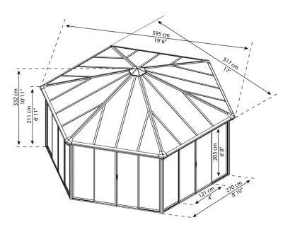 Tonnelle de jardin autoportante fermée Gardam² 5.2x6m Gris