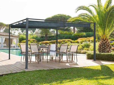 Tonnelle de jardin en aluminium ardoise Palmeira 4 x 3 m - Hespéride