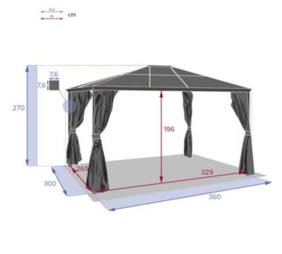 Tonnelle de jardin en aluminium Belize - 3 x 3,6 m - Hespéride