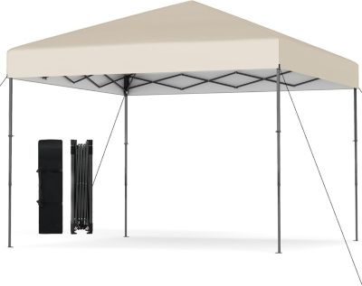 Tonnelle de Jardin Exterieur Impermeable Pliante, avec Toit Argenté, Abri Solaire Réglable en Hauteur, Sac Transport (3x3M,Beige)