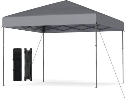 Tonnelle de Jardin Exterieur Impermeable Pliante, avec Toit Argenté, Abri Solaire Réglable en Hauteur, Sac Transport (3x3M,Gris)