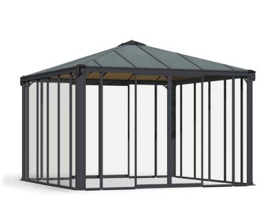 Tonnelle de jardin fermée autoportante Ledro 3.6x3.6m Gris