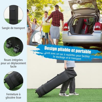 Tonnelle de Jardin Imperméable Réglable Hauteur avec 2 Parois Latérales Amovibles pour Camping Gris