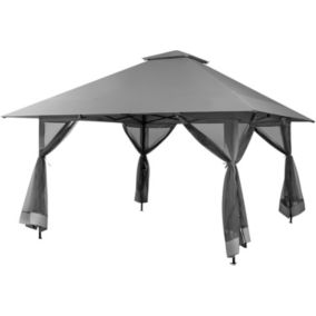 Tonnelle de Jardin Pliable à Double Toit avec Hauteur Réglable Pavillon de Jardin avec Parois Latérales Amovibles