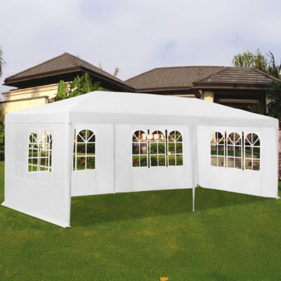 Tonnelle de jardin Tente de Réception avec 4 Fenêtres, coloris blanc - Hauteur 250 x Longueur 600 x Profondeur 300 cm